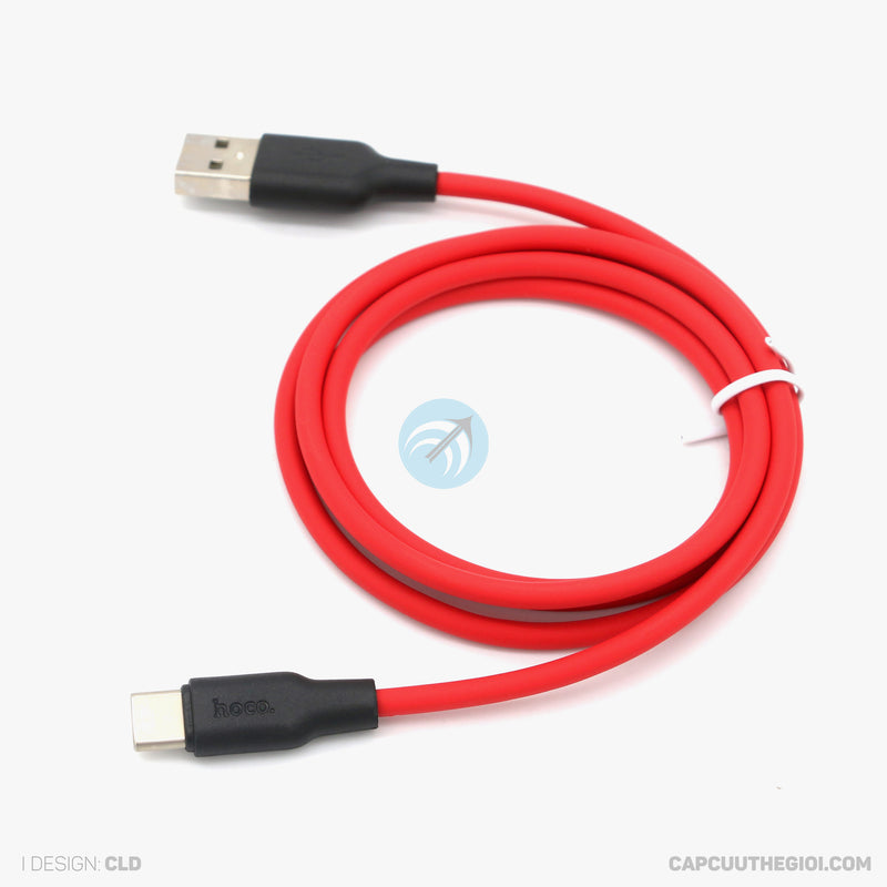 Cáp sạc usb A to type C 3.0A silicone 1 mét màu đỏ HOCO X21 PLUS bh01t