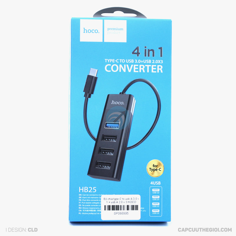 Bộ chia type C to usb A 3.0 x 1 + usb A 2.0 x 3 HOCO HB25 bh01t