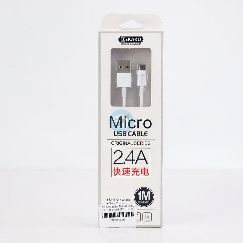 CÁP SẠC ĐIỆN THOẠI KAKU V8 USB SANG MICRO 1M