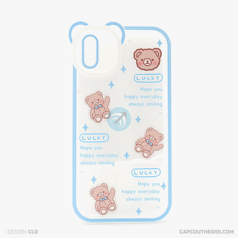 Ốp lưng IPHONE XS MAX lưng trong in hình cute có tai mèo