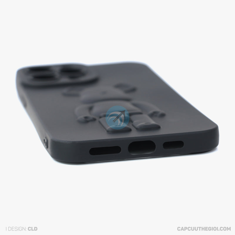 ỐP lưng IPHONE 13 PRO MAX hình nổi gấu đứng màu đen