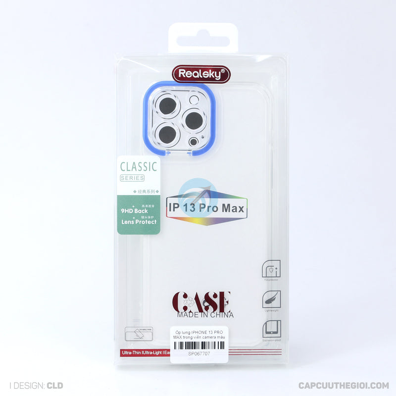 Ốp lưng IPHONE 13 PRO MAX trong viền camera màu xanh dương REALSKY