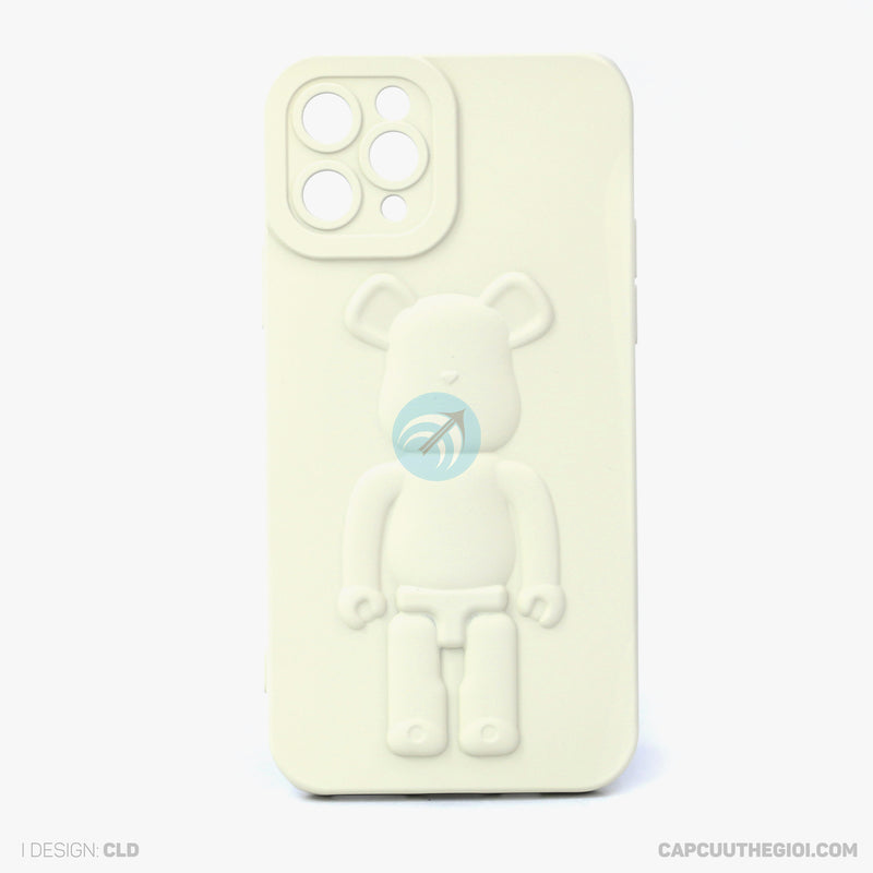 ỐP lưng IPHONE 11 PRO 5.8 hình nổi gấu đứng màu kem