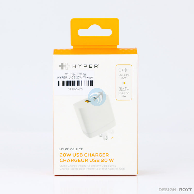 Cốc Sạc 2 Cổng HYPERJUICE 20W Charger Small Size (USB-C + USB-A) – HJ205 bh12t