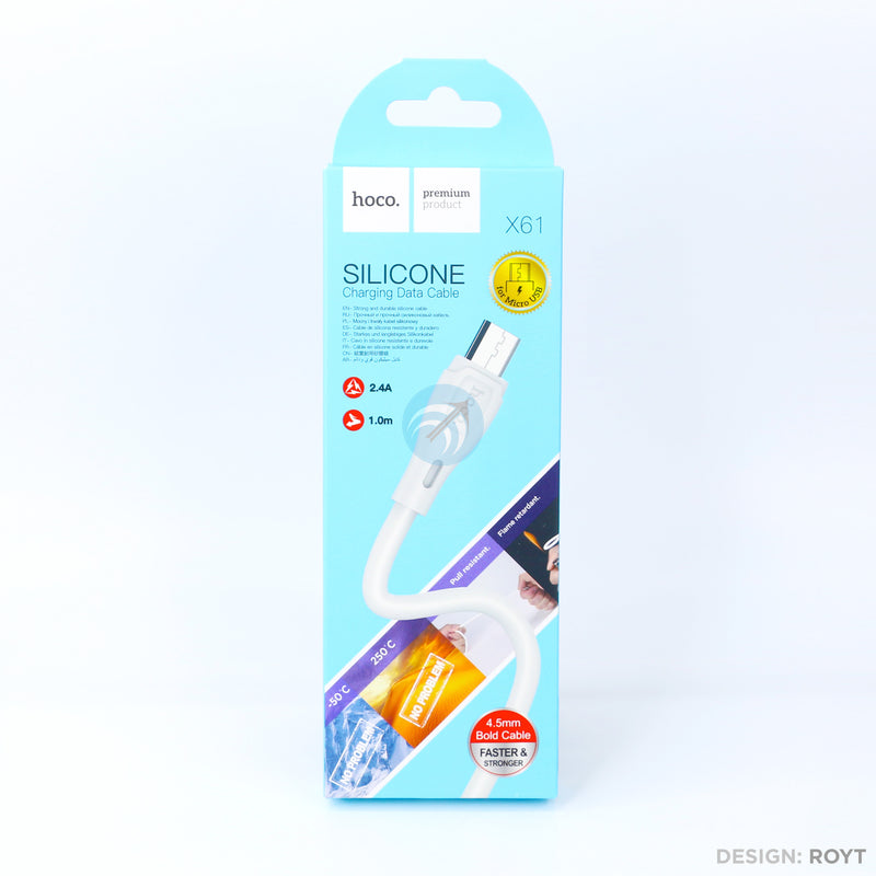 Cáp sạc micro HOCO X61 SILICONE 2.4A 1 mét bh01t