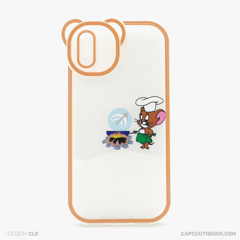 Ốp lưng IPHONE X/XS lưng trong in hình cute có tai mèo