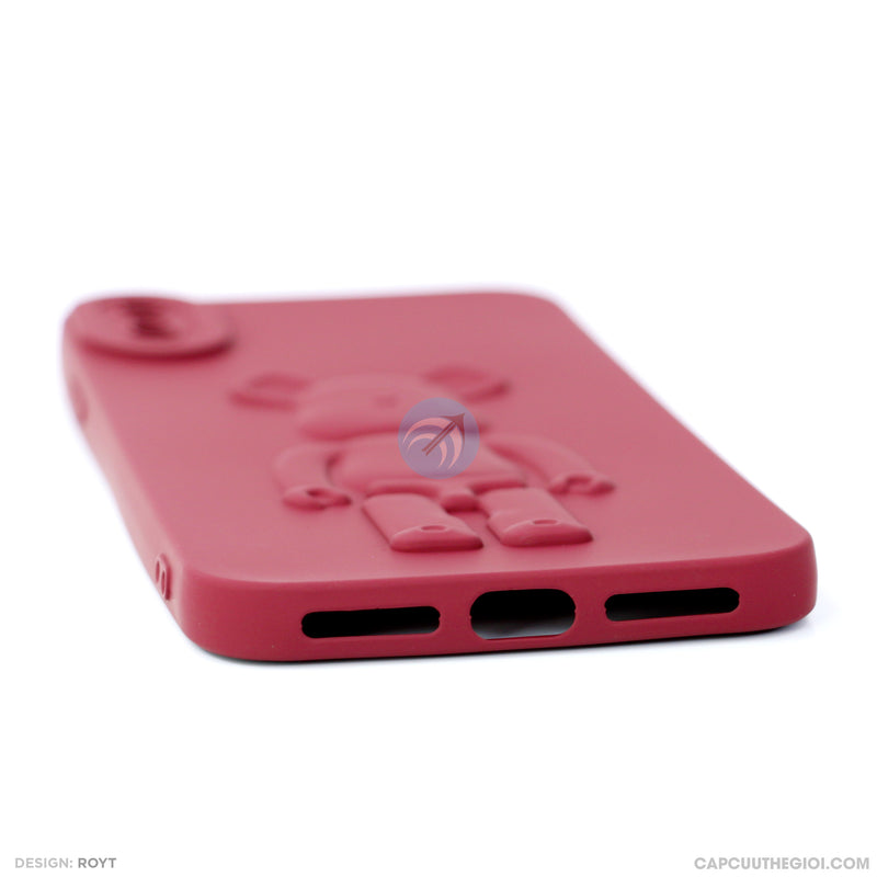 ỐP lưng IPHONE XS MAX hình nổi gấu đứng màu đỏ