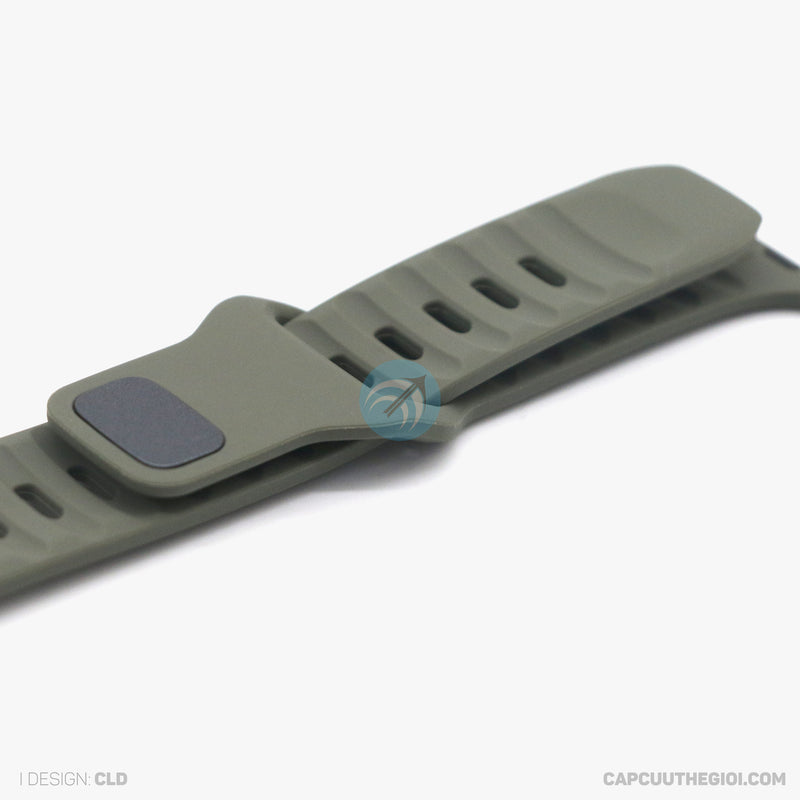 Dây đeo Silicone Apple Watch 42mm/ 44mm/ 45mm SPIGEN màu xanh ô-liu