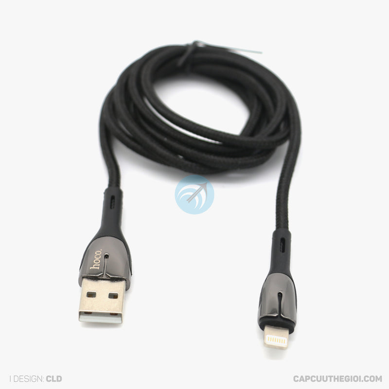 Cáp sạc HOCO usb A to lightning có đèn màu đen 1,2M (U89) bh01t