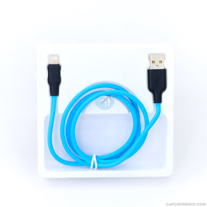 Cáp sạc usb A to lightning 2.4A silicone 1 mét màu xanh HOCO X21 PLUS