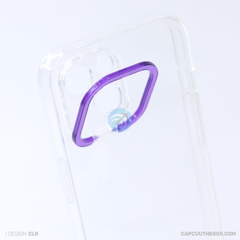 Ốp lưng IPHONE 13 6.1 trong viền camera màu tím REALSKY