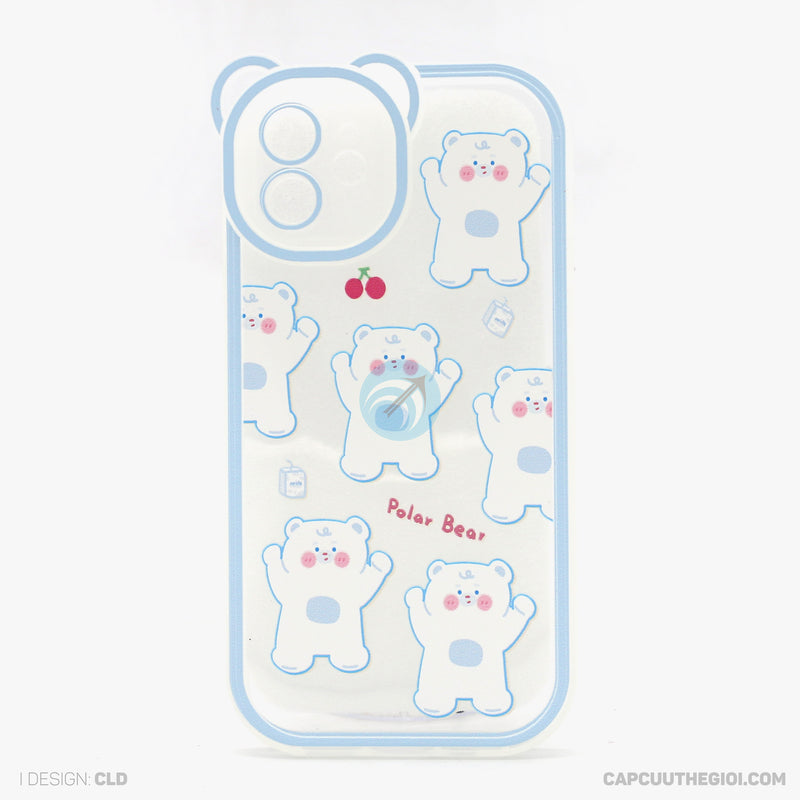 Ốp lưng IPHONE 12 6.1 lưng trong in hình cute có tai mèo