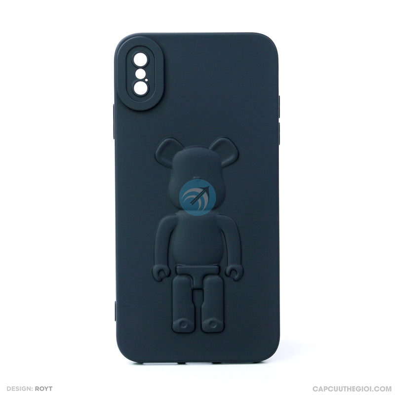 ỐP lưng IPHONE XS MAX hình nổi gấu đứng màu đen