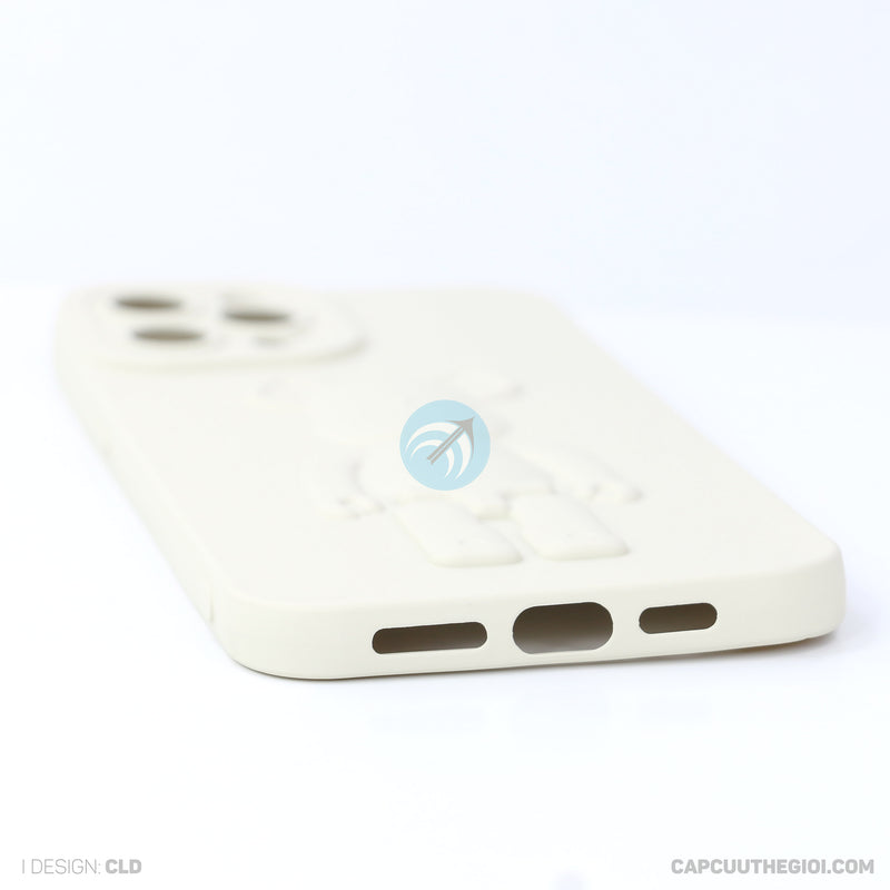 ỐP lưng IPHONE 12 PRO MAX hình nổi gấu đứng màu kem