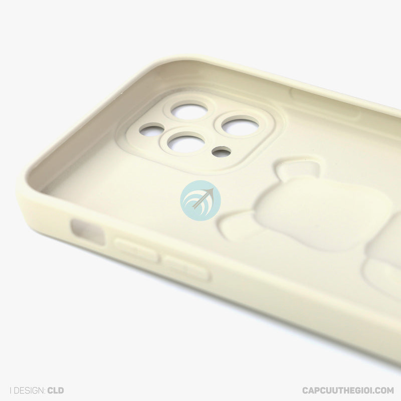 ỐP lưng IPHONE 11 PRO 5.8 hình nổi gấu đứng màu kem