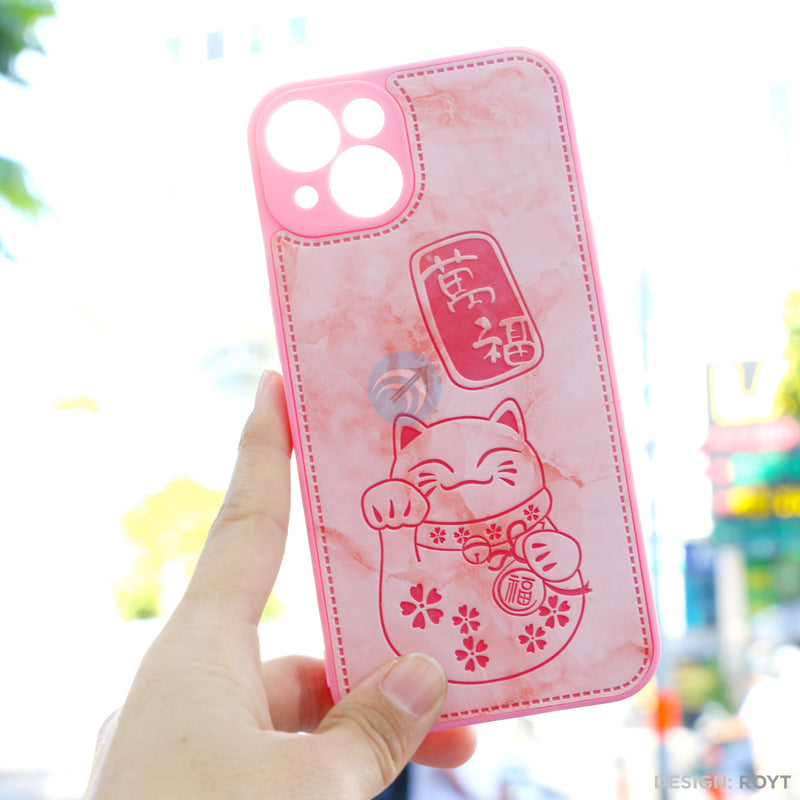 Ốp lưng IPHONE 13 6.1 lưng da hình mèo thần tài