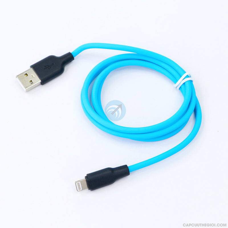 Cáp sạc usb A to lightning 2.4A silicone 1 mét màu xanh HOCO X21 PLUS