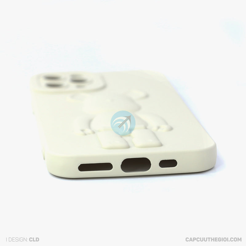 ỐP lưng IPHONE 11 PRO 5.8 hình nổi gấu đứng màu kem