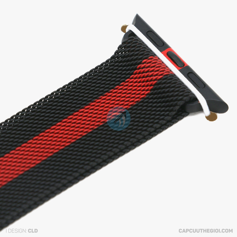 Dây đeo Thép Apple Watch 38/40/41mm màu đen sọc đỏ COTEETCI
