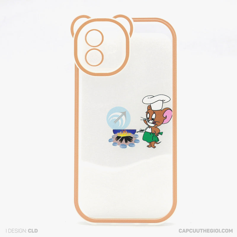 Ốp lưng IPHONE 12 6.1 lưng trong in hình cute có tai mèo