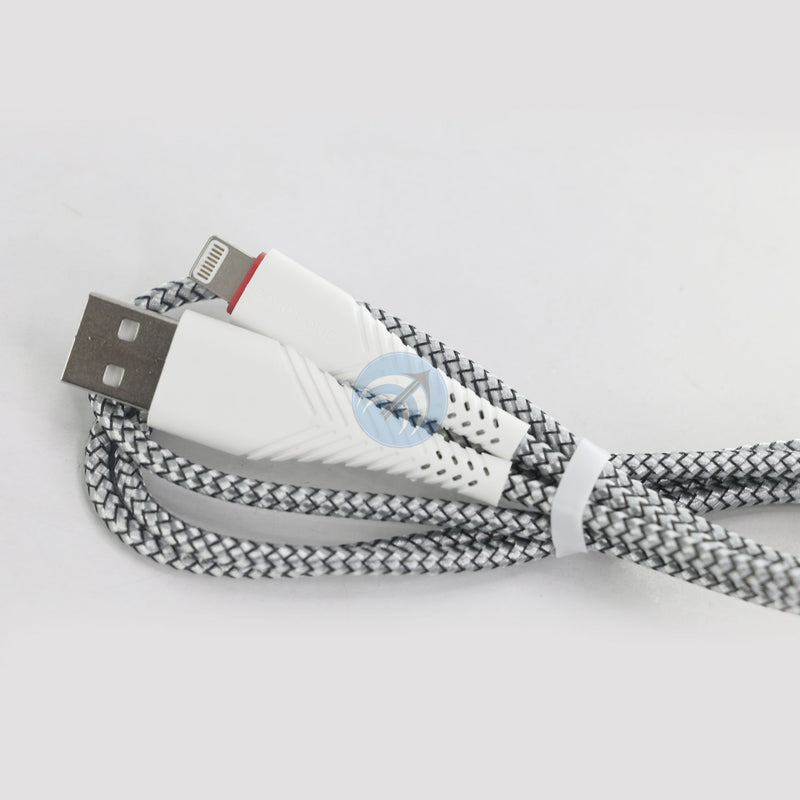 Cáp sạc điện thoại HOCO usb A to lightning bọc dù - trắng 1 mét (BX25) bh03t