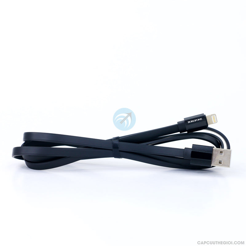 Cáp sạc lightning BOROFONE BU8 2.4A 1.2 mét màu đen bh01t