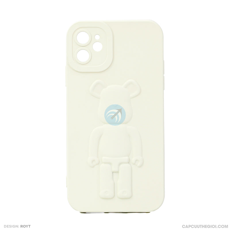 ỐP lưng IPHONE 11 6.1 hình nổi gấu đứng màu kem