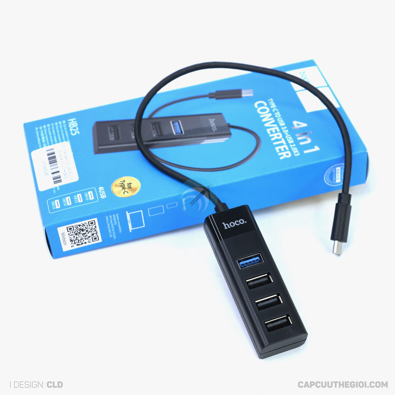 Bộ chia type C to usb A 3.0 x 1 + usb A 2.0 x 3 HOCO HB25 bh01t