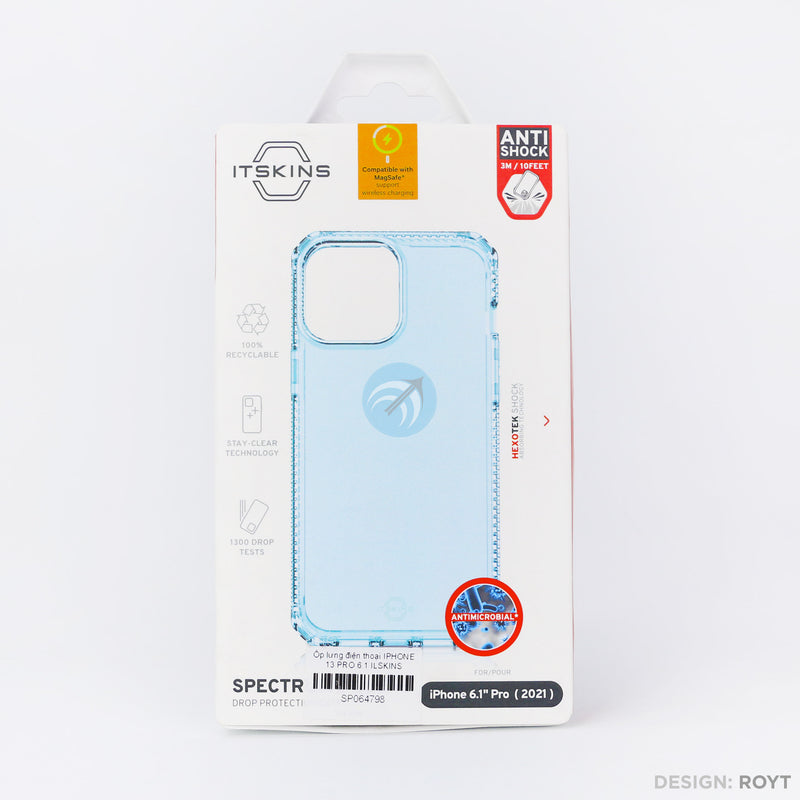 Ốp lưng điện thoại IPHONE 13 PRO 6.1 ILSKINS SPECTRUM CLEAR ANTIMICROBIAL (AP2X-SPECM-LBLU)