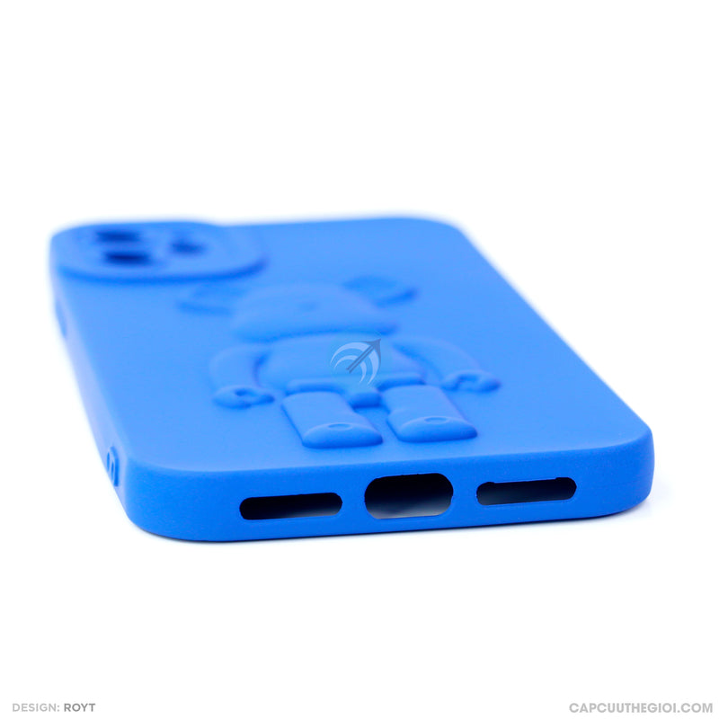 ỐP lưng IPHONE 11 6.1 hình nổi gấu đứng màu xanh