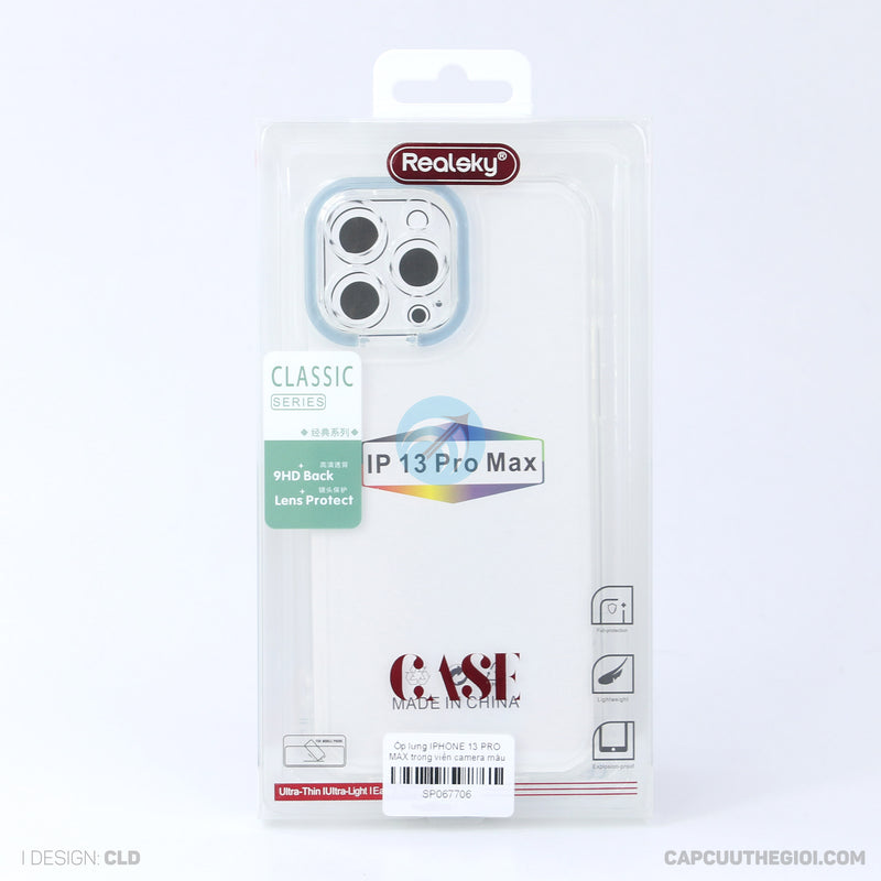 Ốp lưng IPHONE 13 PRO MAX trong viền camera màu xanh biển REALSKY