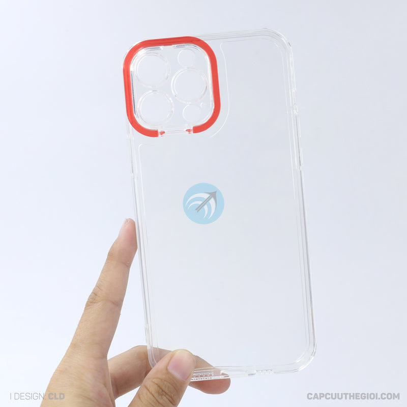 Ốp lưng IPHONE 13 PRO MAX trong viền camera màu đỏ REALSKY