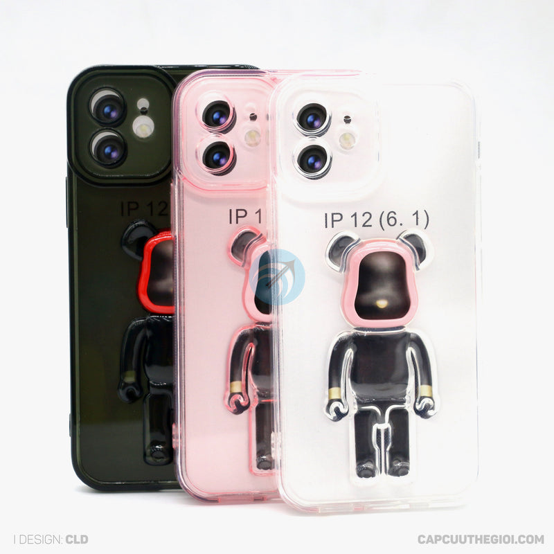 Ốp lưng IPHONE 12 6.1 Gấu KAWSS màu trong khoét táo