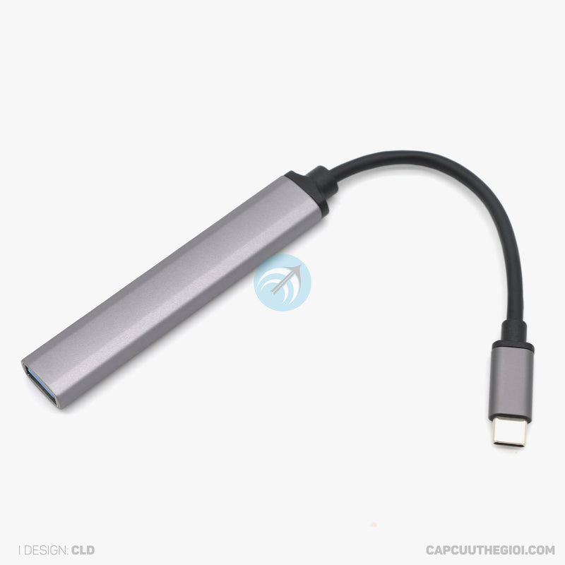 Bộ chia type C to usb A 3.0 x 1 + usb A 2.0 x 3 HOCO HB26 màu xám bh01t